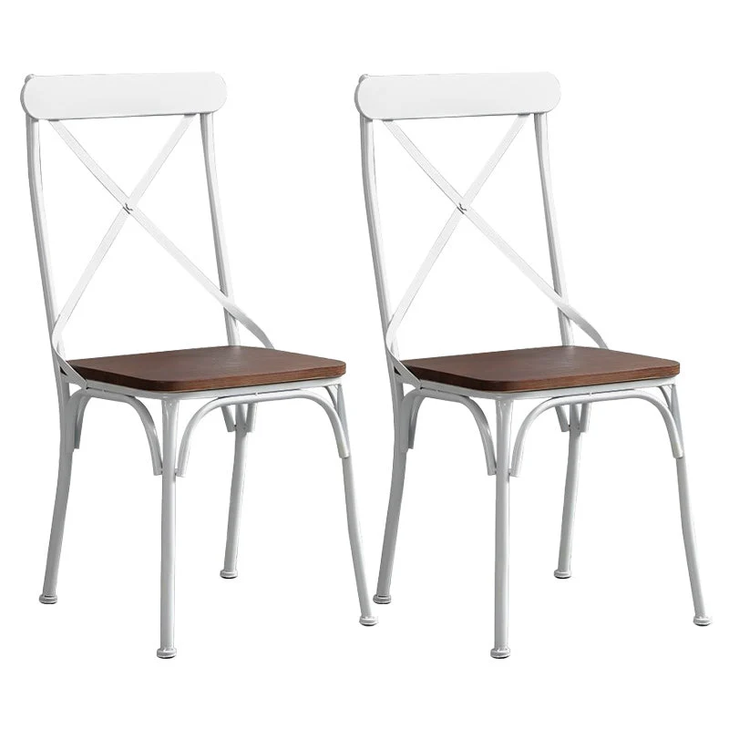 Industrial Cross Back Side Chair Metal Armless Dining Chair for Brasserie