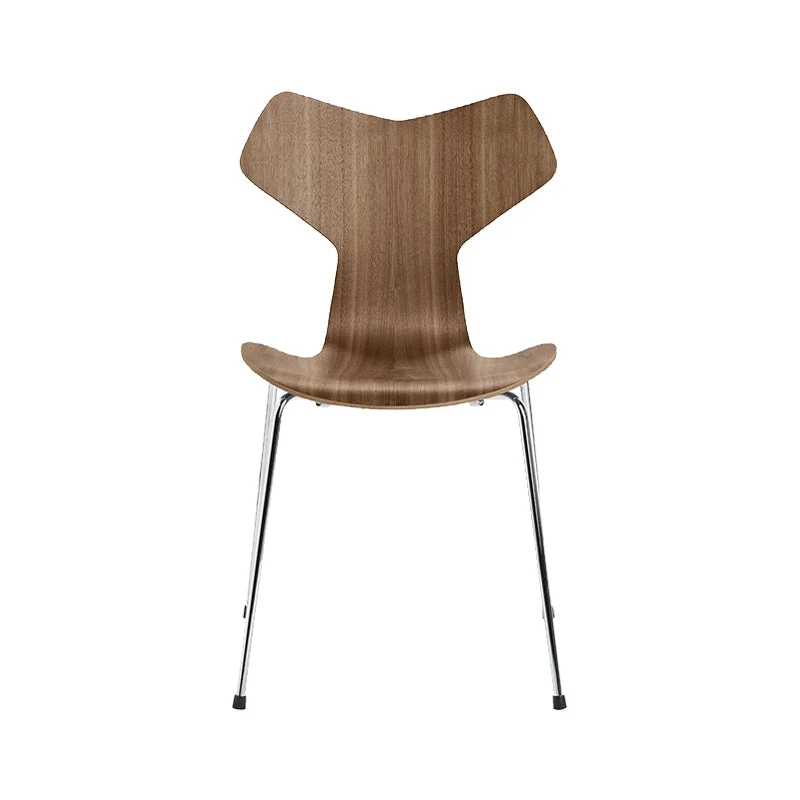 Silver Metal Legs Dining Side Chair Contemporary Wood Armless Dining Chairs