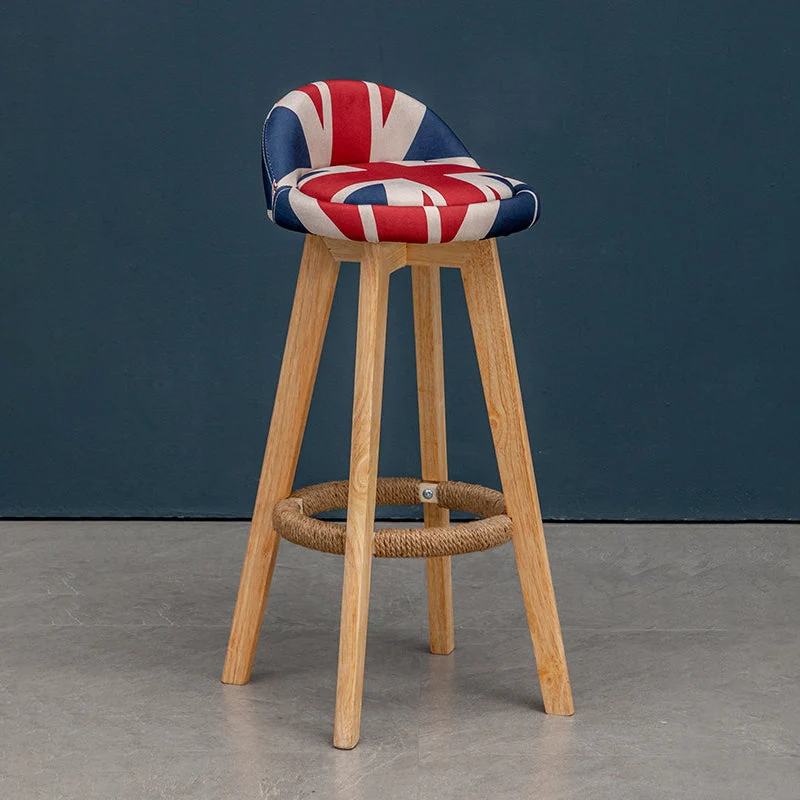 Modern Rubberwood Reception Stool Matte Finish Upholstered Bar Stools