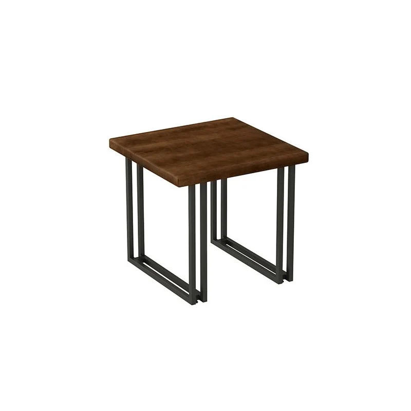 Solid Wood Indoor Dining Table for Restaurant Industrial Wood Table with Metal Base
