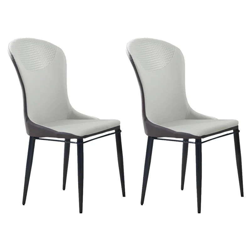 Beige and Blue Dining Chairs Contemporary Armless Dining Side Chair
