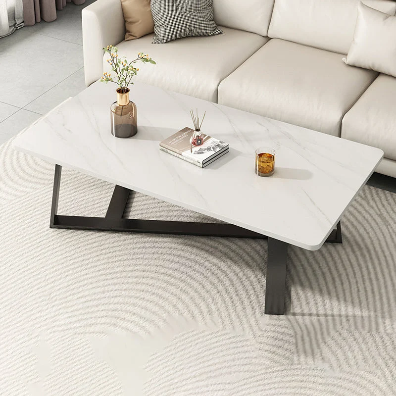 Modern Minimalist Rectangular MDF Iron Coffee Table For Living Room