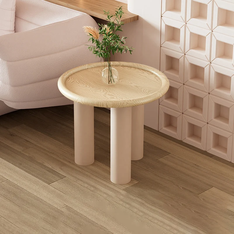 Modern Minimalist Round Tabletop Eco-Friendly Engineered Wood Coffee Table 4-Leg For Living Room