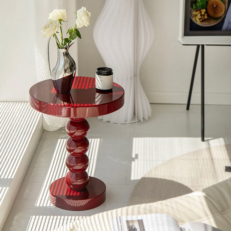 Traditional Vintage Round Beaded Solid Wood Coffee Table For Living Room