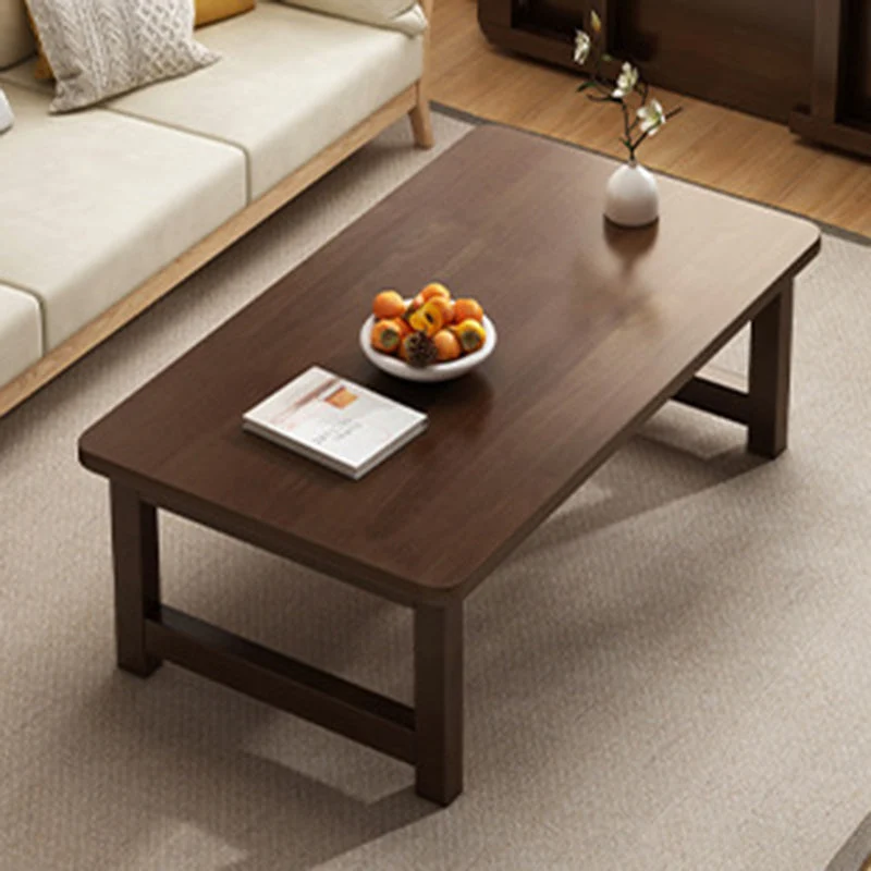 Modern Minimalist Foldable Rectangular Rubberwood Coffee Table For Living Room