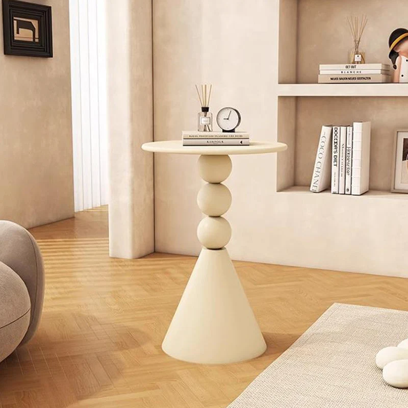 Contemporary Nordic Round Orb Cone Base Iron Coffee Table For Living Room