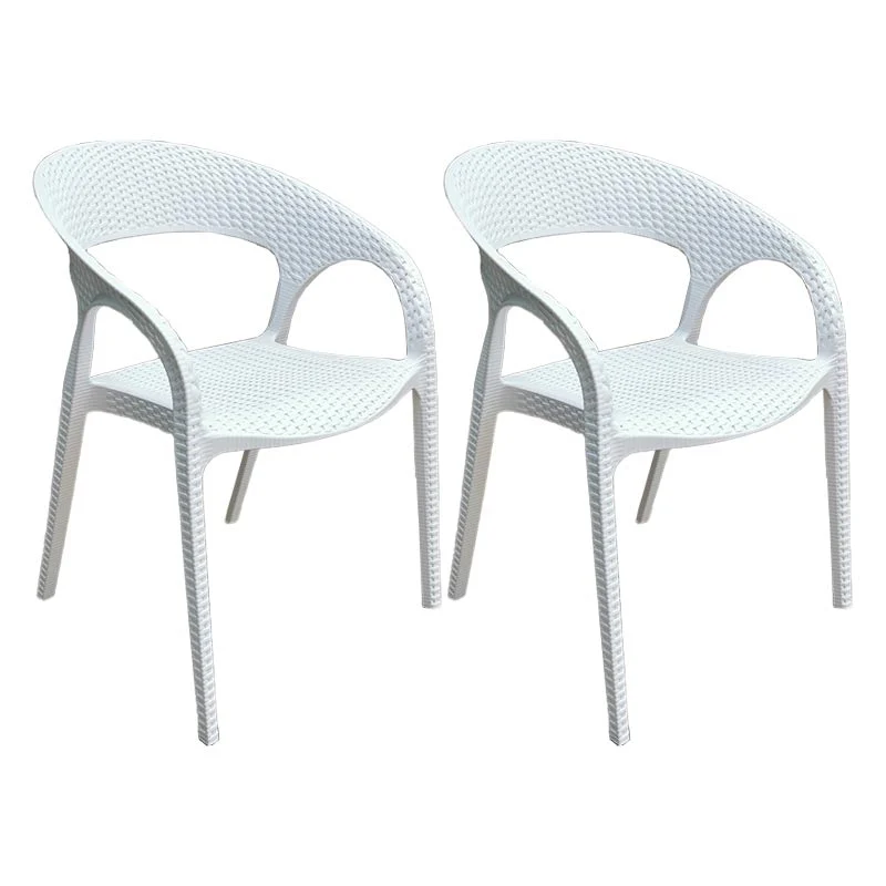 Modern Outdoor Dining Chair Open Back Plastic Dining Armchair
