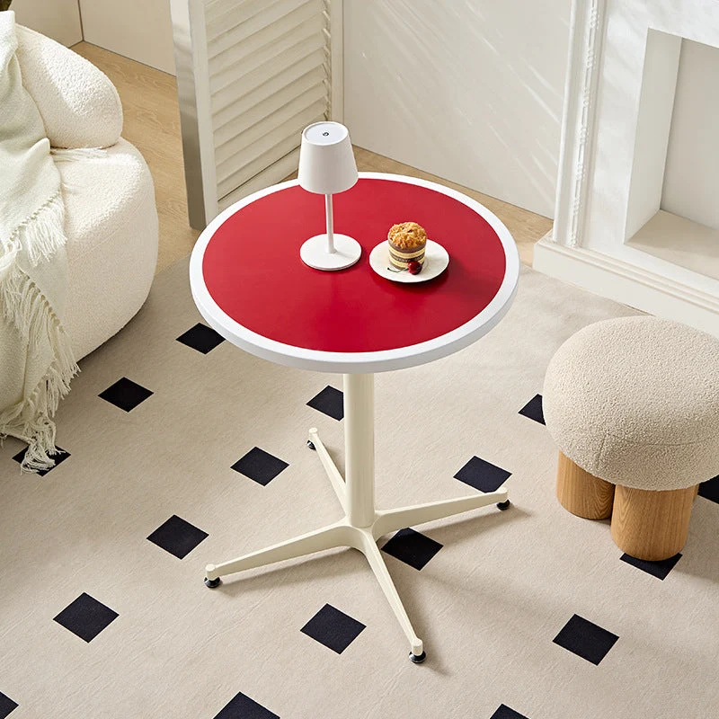 Modern Minimalist Round Table Top Lacquered Iron MDF Coffee Table 4-Leg For Living Room