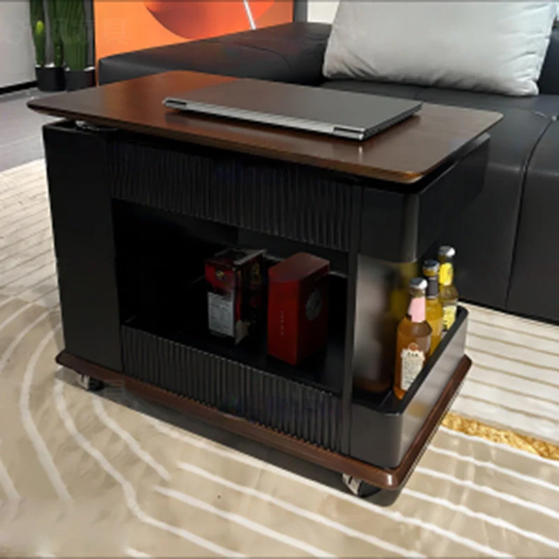 Modern Minimalist Rectangular Plywood Removable Coffee Table 2-Storage For Living Room