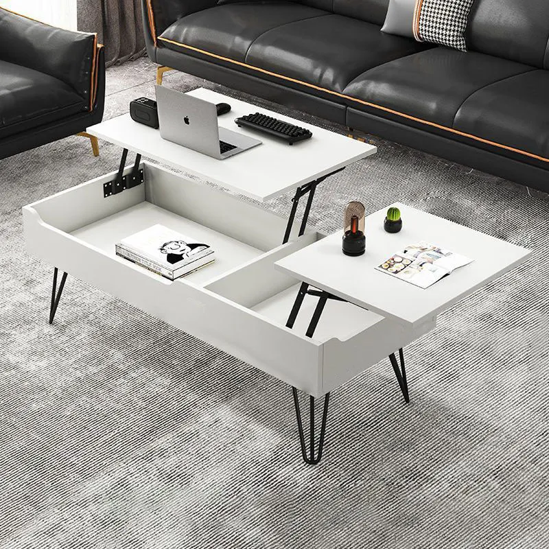Contemporary Creative Liftable Rectangular MDF Coffee Table 2-Storage For Living Room