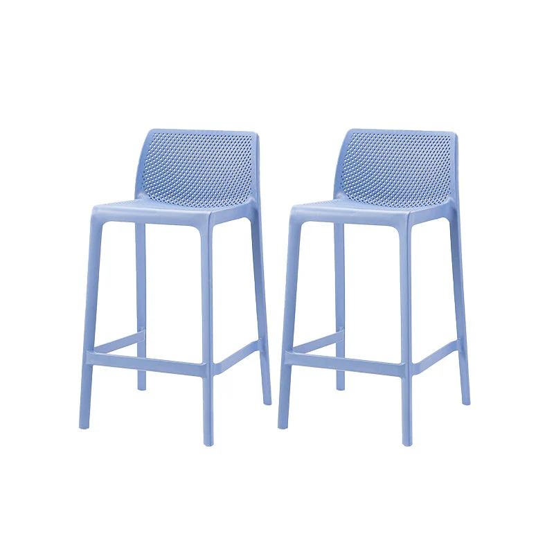 Modern Backrest Armless Counter Stool Plastic Hollowed Cafe Bar Stool with 4 Legs
