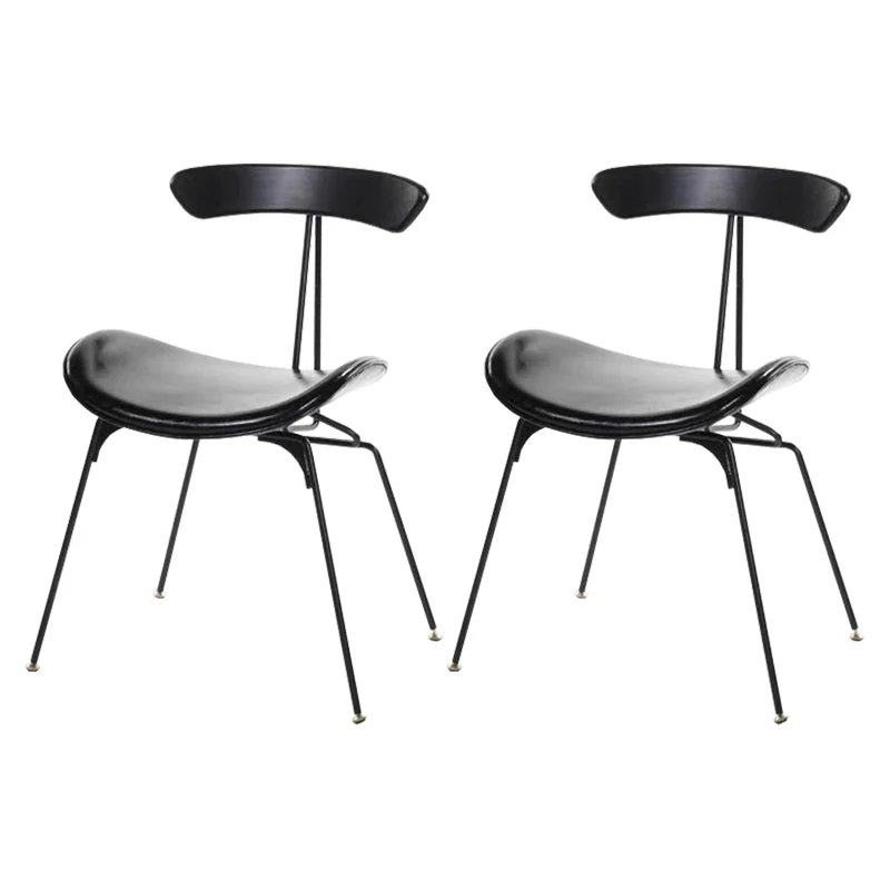Black Iron Legs Dining Chairs Industrial Armless Dining Side Chair