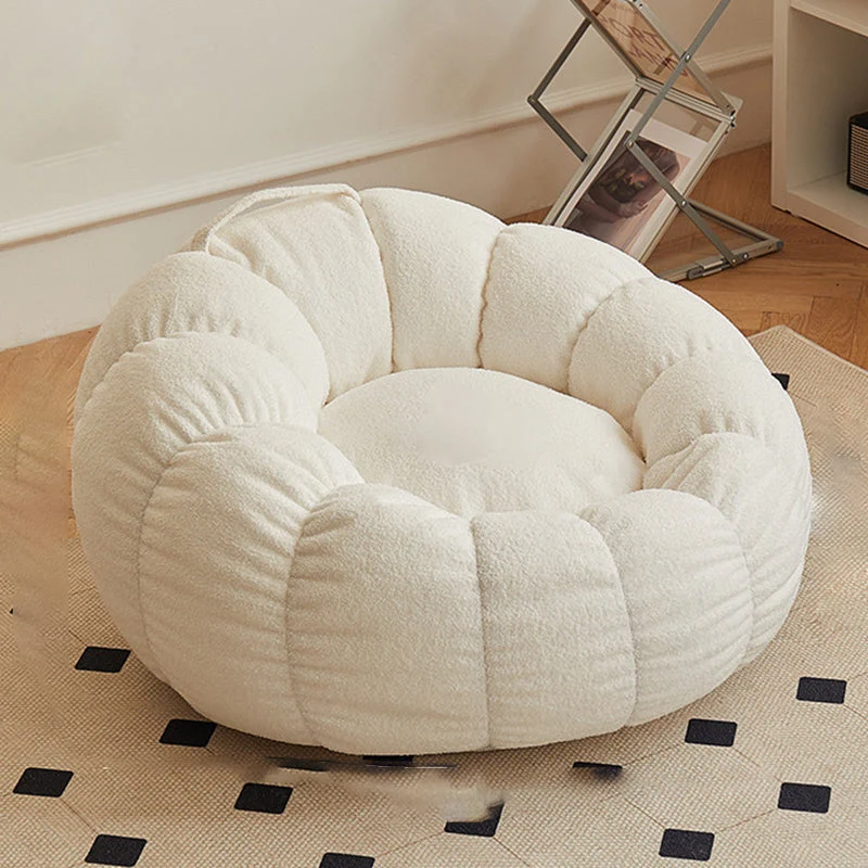 Contemporary Scandinavian Orb Cylinder Sherpa Fabric Accent Chair Backrest Armrest Footrest For Living Room
