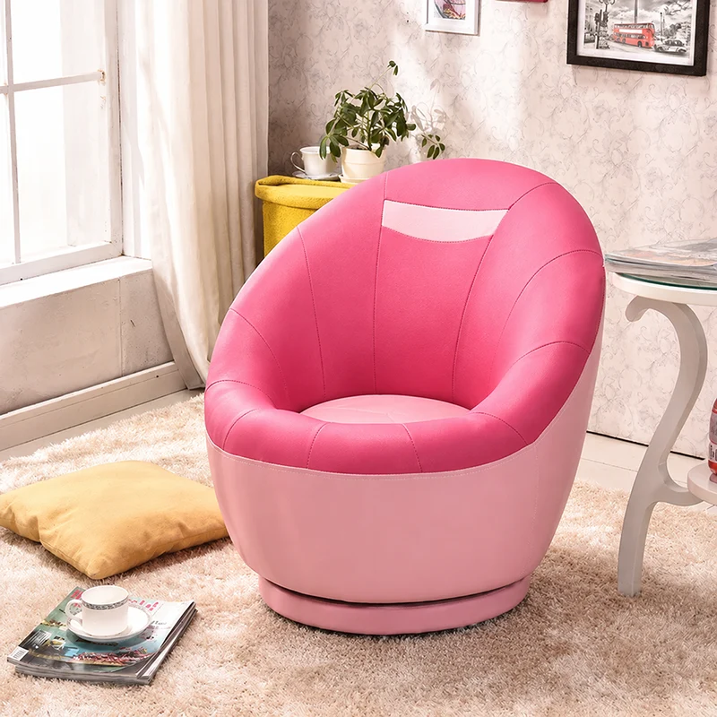 Contemporary Scandinavian Oval Chinese Fir Panel PU Leather Upholstered Swivel Accent Chair Backrest For Living Room