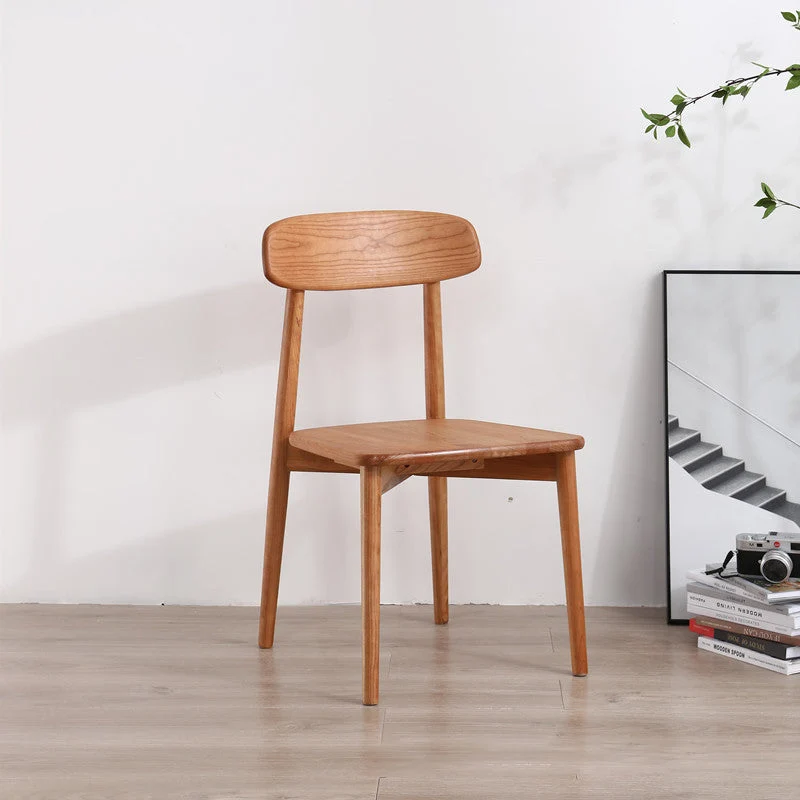 Contemporary Scandinavian Rectangular Cherry Wood Chair Backrest Armless For Dining Room