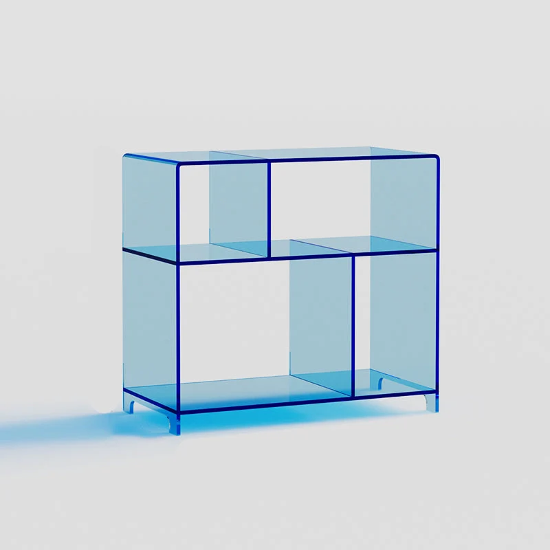 4 Shelves Modern Style Bookshelf Open Back Geometry Acrylic Bookcase