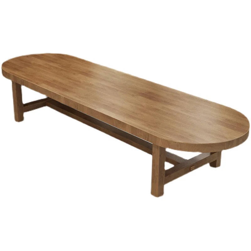 Solid Wood Writing Desk Brown Oval Meeting Home and Office Desk