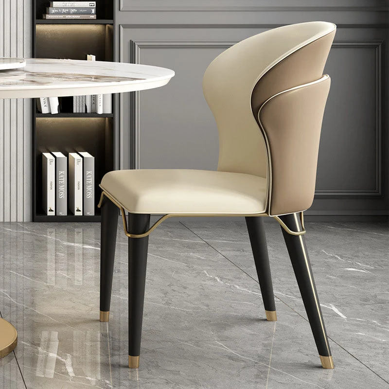 Contemporary Luxury Faux Leather Stainless Steel Decor Dining Chair Backrest For Dining Room