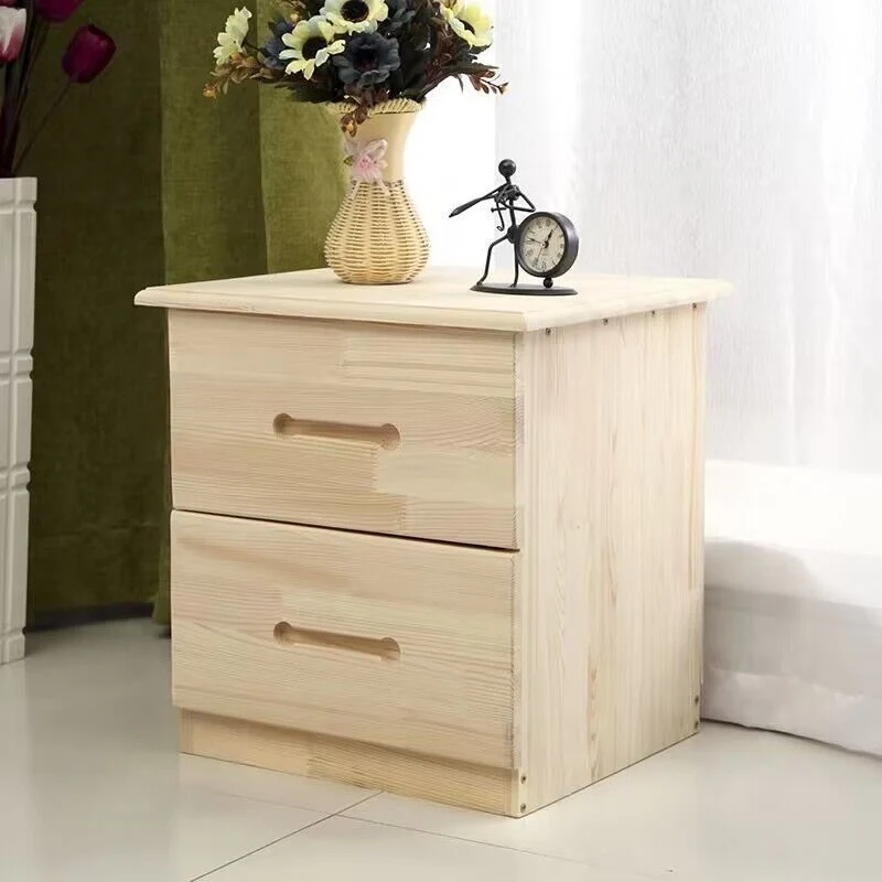 Modern Simplicity Rectangular Rubberwood Nightstand 2-Drawer For Bedroom