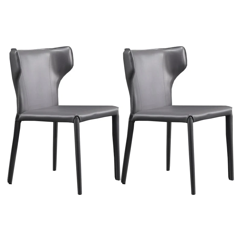 Faux Leather Armless Dining Chairs Modern Wingback Side Chair