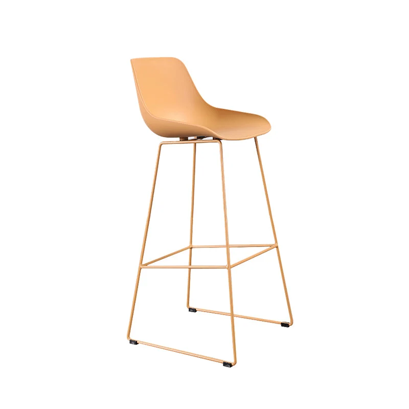 Contemporary Plastic Low Back Armless Bar Stool with Metal Base
