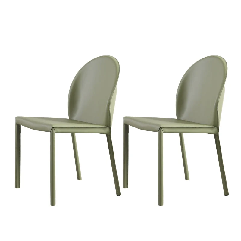 Orange and Green Dining Chairs Modern Faux Leather Armless Dining Side Chair