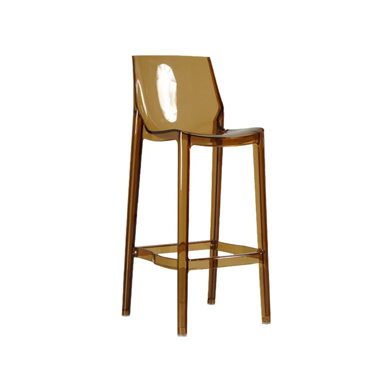 Contemporary Acrylic Backrest Counter High Stool with 4 Legs