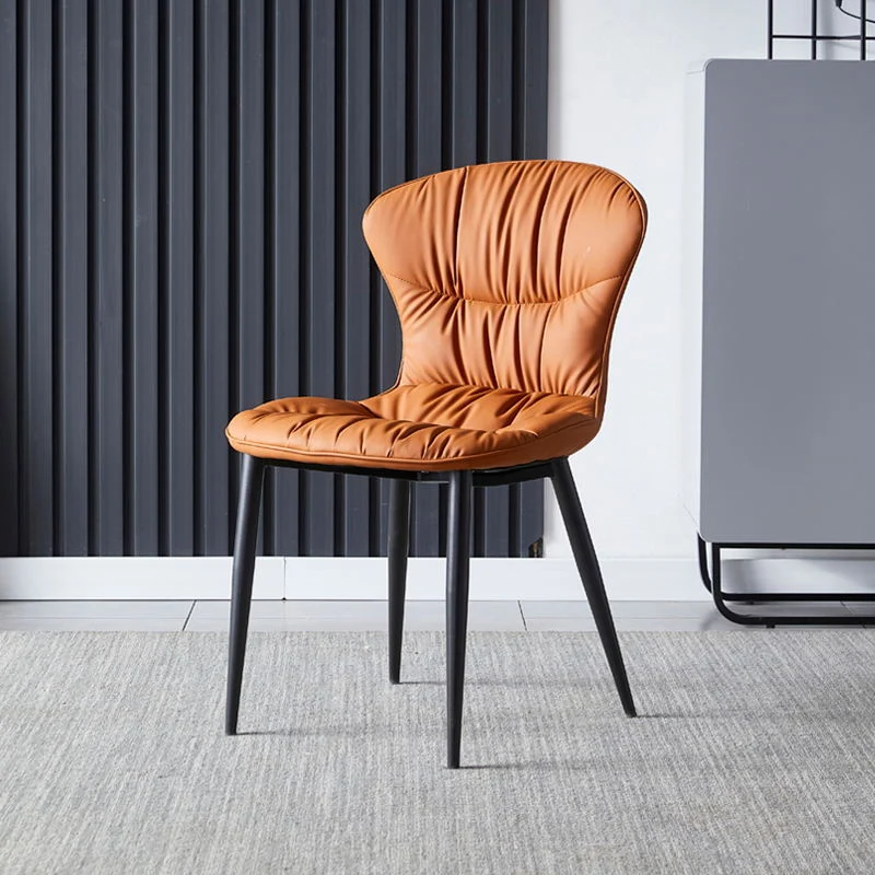 Faux Leather Dining Chair Wingback Armless Chair with Black Legs