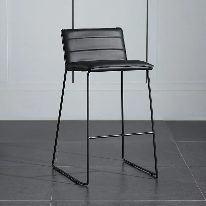 Contemporary Armless Upholstered Low Back Bar Stools with Metal Base