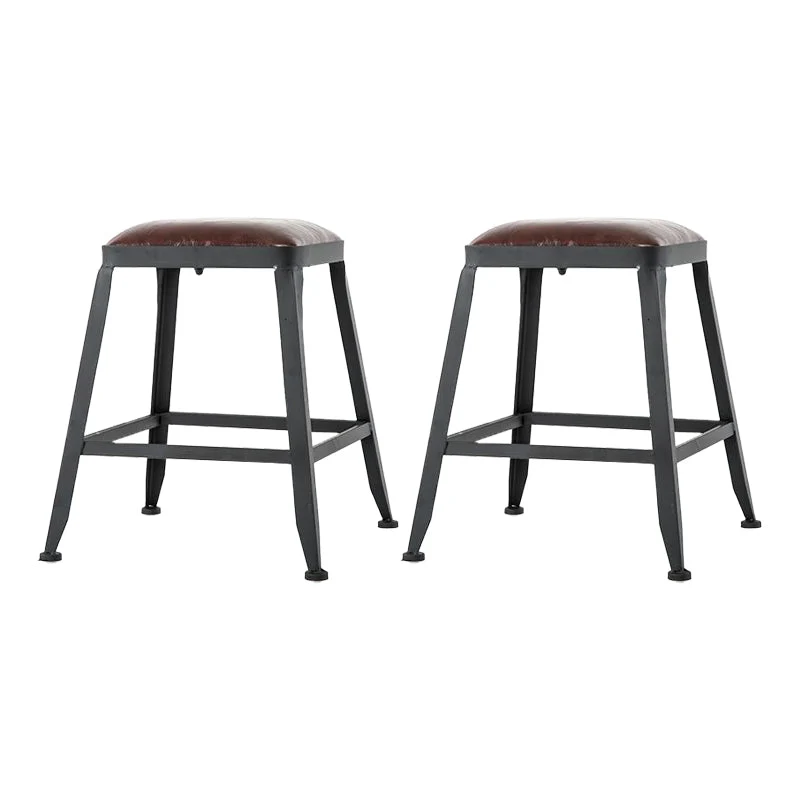 Industrial Backrest Armless Counter Stool Iron Cafe Bar Stool with Cushion and Pedal