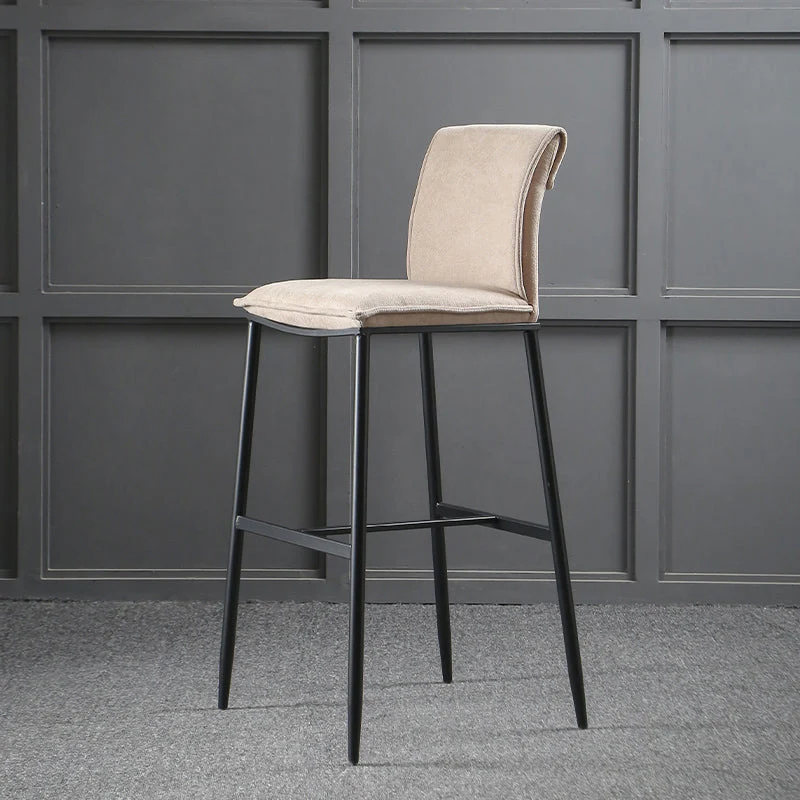 Minimalist Style Upholstered Fabric Barstools Backrest Bar Stools with Footrest