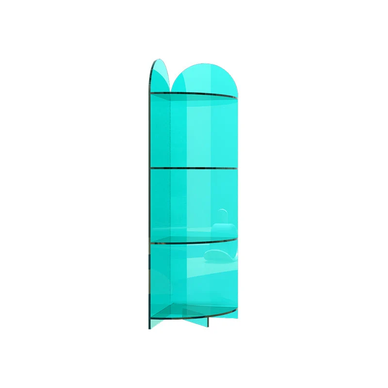 Modern Style Closed Back Bookshelf Corner Acrylic Bookcase with Triangle Shelves