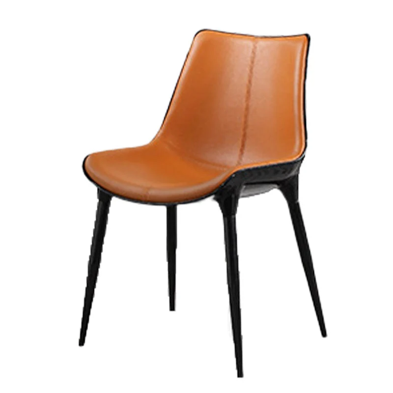 Modern Parsons Armless Chairs Leather Curved Dining and Accent Chairs