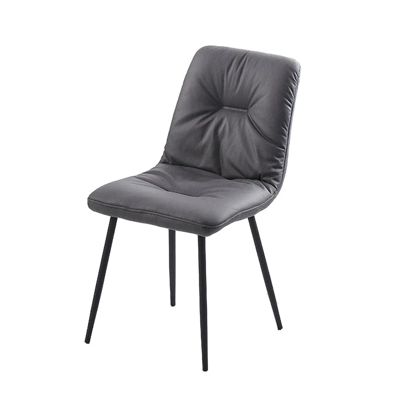 Contemporary Faux Leather Armless Dining Chairs Metal Dining Chair for Home Use