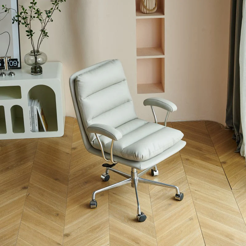 Modern Minimalist Square Upholstered Striped Aluminum Alloy Plywood Steel PU Leather Desk Chair Backrest Armrest For Home Office