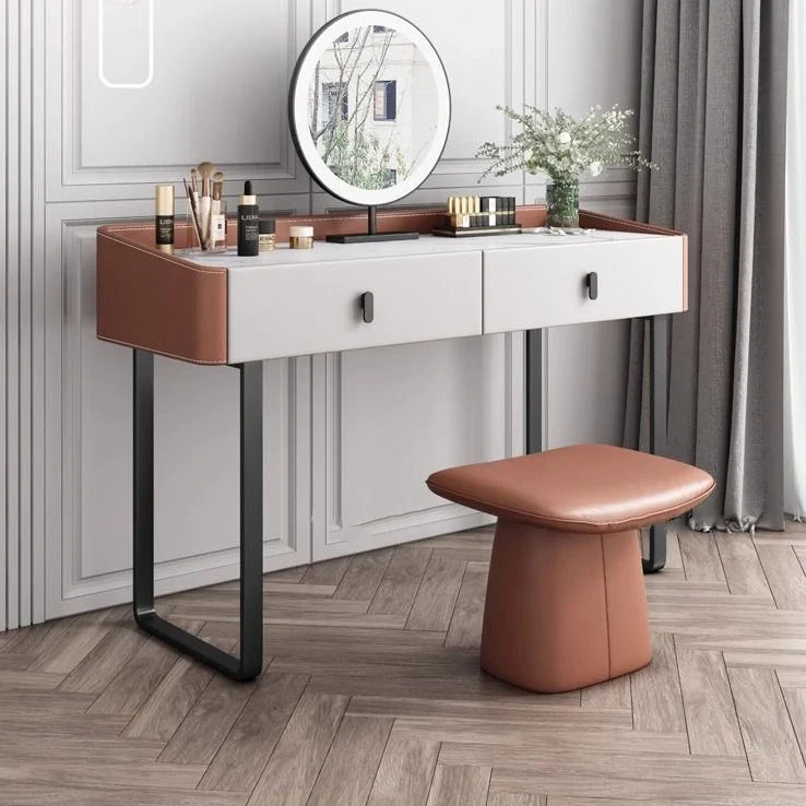 Modern Minimalist Square Microfiber Leather Pine Wood Vanity Stool Backless Armless For Bedroom