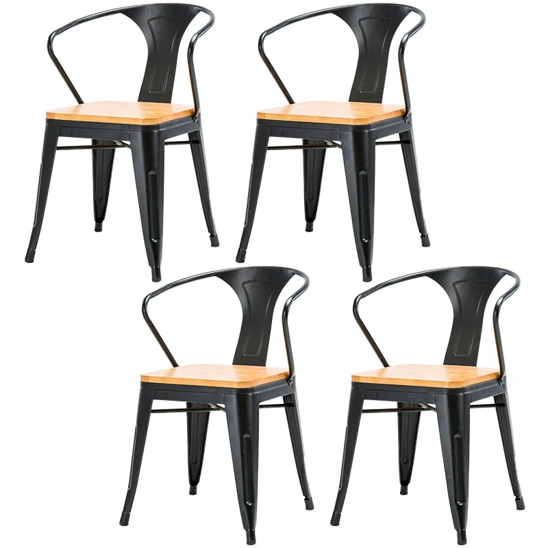 Industrial Metal Dining Chair Open Back Dining Side Furniture in Matte Finish for Indoor