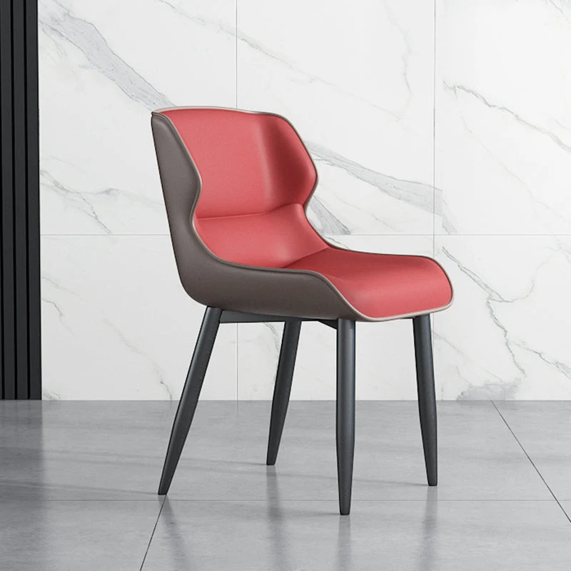 Faux Leather Armless Dining Chairs Modern Steel Legs Dining Side Chair