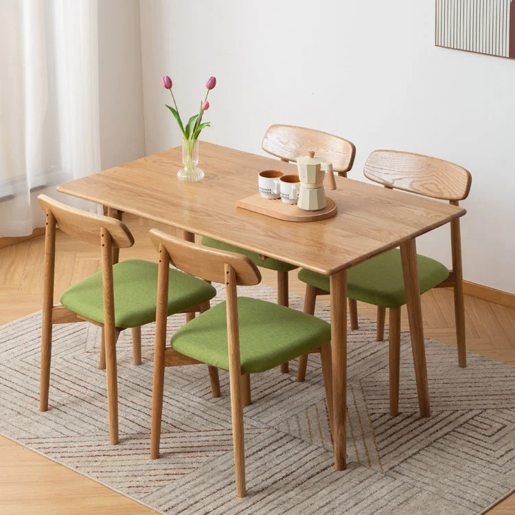 Mid-Century Modern Dining Table Rectangle Solid Wood Dining Table with 4 Legs
