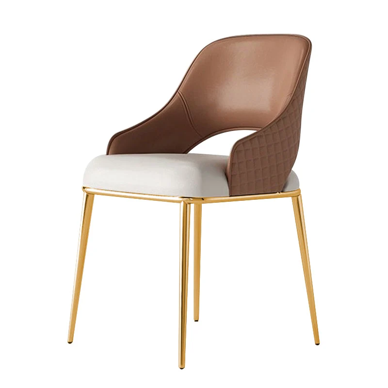 Home Kitchen Glam Dining Chair Metal Legs Upholstered Arm Chair