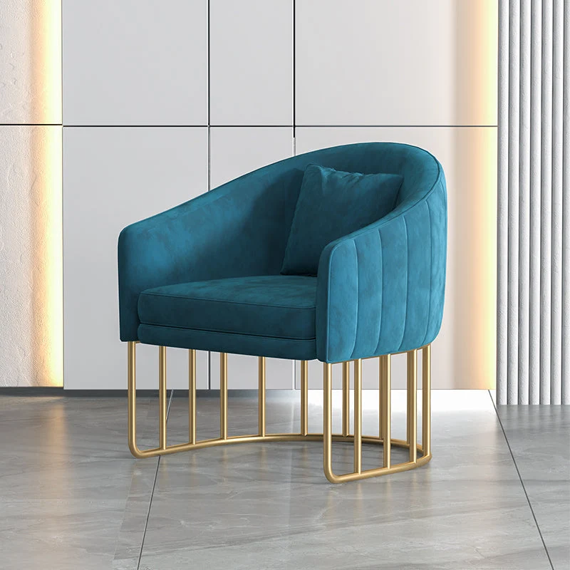 Glam Metal Dining Room Chair Velvet Armless Dining Chairs for Home Use