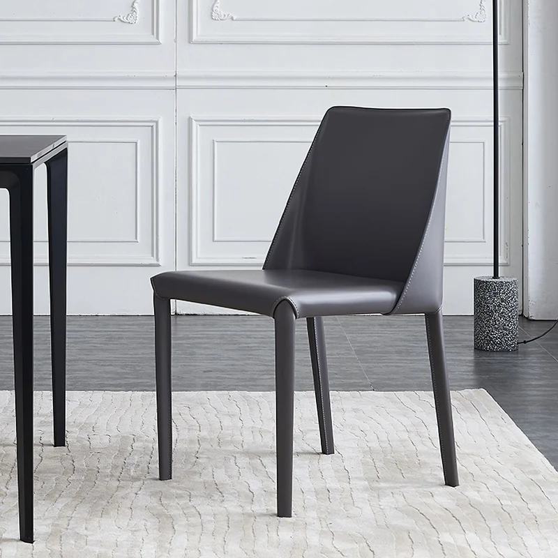Contemporary Design Armless Side Chairs Leather Solid Back Dining Side Chair