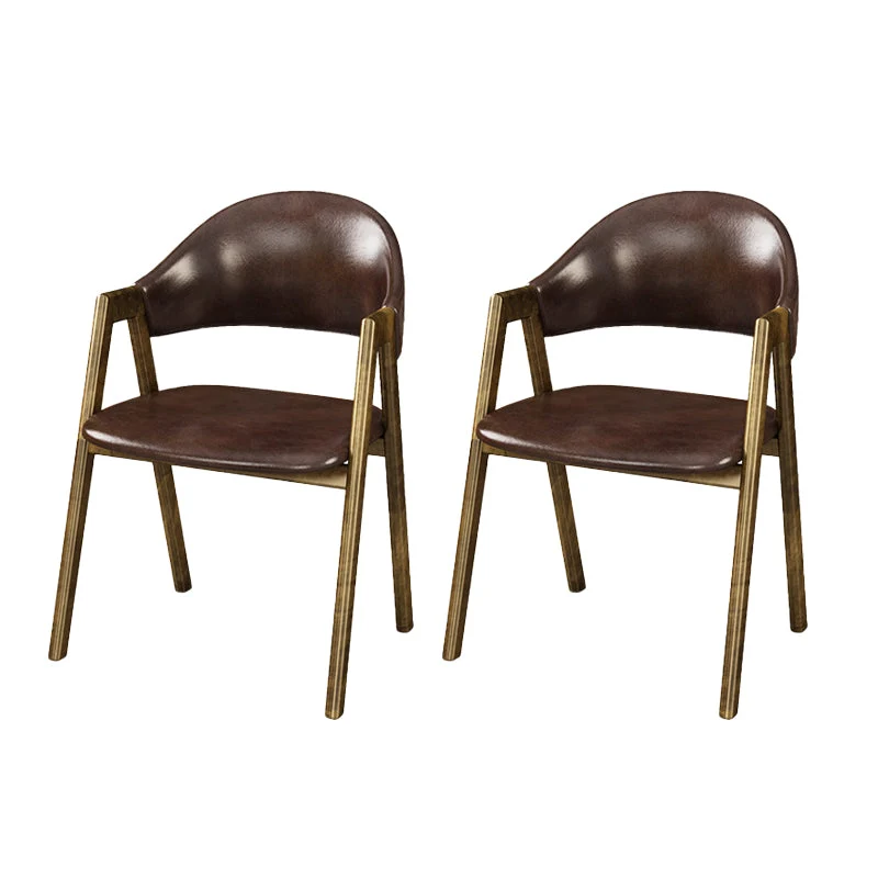 Glam Faux Leather Kitchen Dining Side Chairs Open Back Dining Side Chair