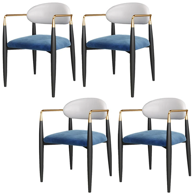 Contemporary Style Kitchen Metal Dining Chairs Open Back Dining Arm Side Chair