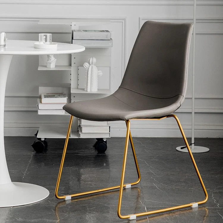 Scandinavian Design Solid Back Armless Dining Chairs Leather Dining Chairs