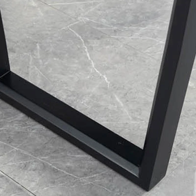 Modern Sled Dining Table Grey Stone Rectangle Home Kitchen Dinner Furniture