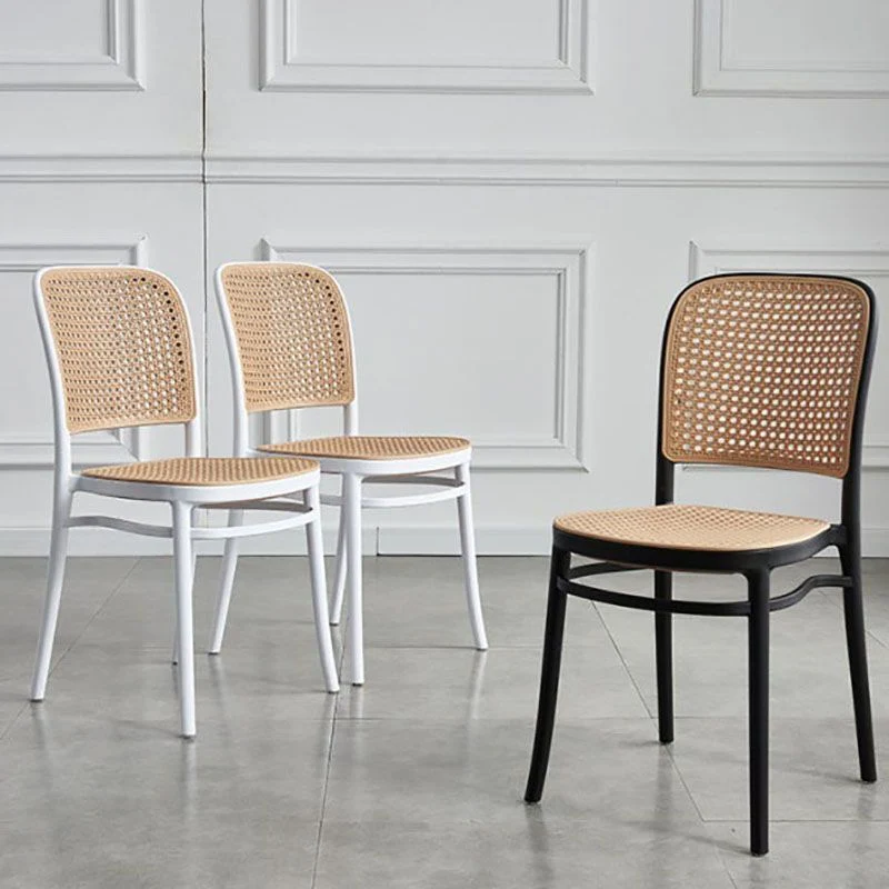 Contemporary Dining Side Chairs Matte Finish Plastic Open Back Chair