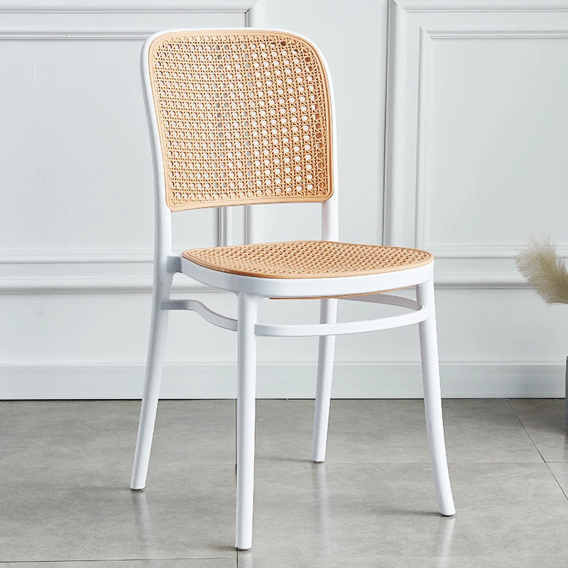 Contemporary Dining Side Chairs Matte Finish Plastic Open Back Chair