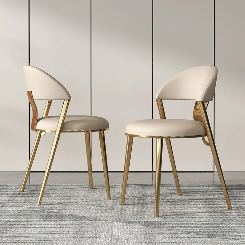 Dining Room Armless Side Chair Glam Faux Leather Dining Chair
