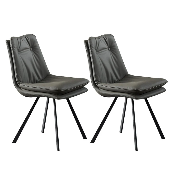 Leather Dining Side Chair Industrial Design Armless Solid Back Chairs